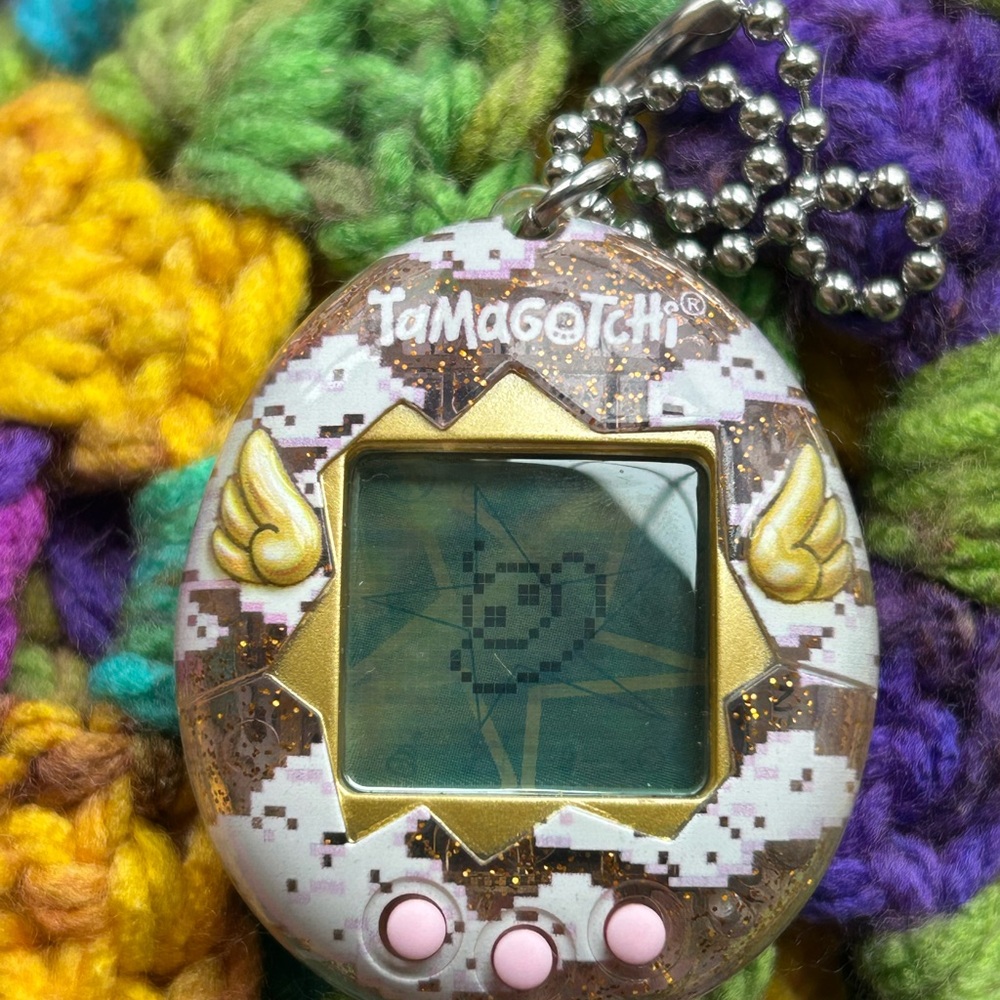 Tamagotchi Virtual Pet Keychain - Pink/Gold Digital Toy